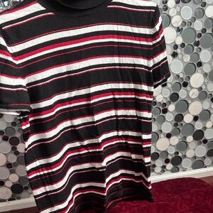 Liz Claiborne Black, Red, and White Striped Tee